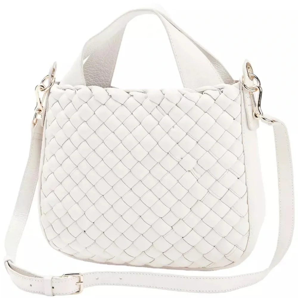Vince Camuto Miki Puffy Weave Leather Tote Bag in White Swan NWT
